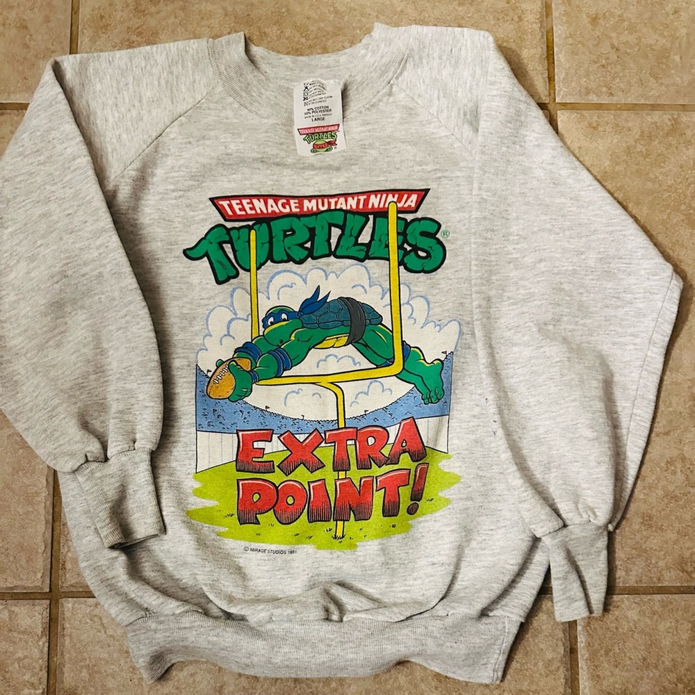 Teenage Mutant Ninja Turtles vintage Kids Gray Sweater